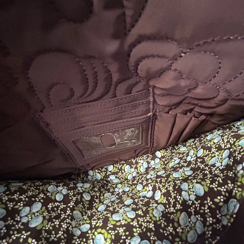 Vera Bradley Brown Quilted Briefcase‎ Messenger Laptop Bag Floral Lining
